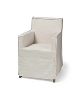 Slipcovered Wood Dining Arm Chair for Kitchen or Dining Room Seating