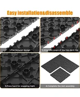 12" Patio Deck Tiles, Diy Interlocking, Easy Install, 44pcs, Dark Gray