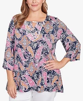 Ruby Rd. Plus Beaded Neck Knit Top