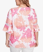 Ruby Rd. Plus Paisley Textured V-Neck Top