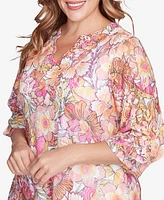 Ruby Rd. Plus Floral Printed Lace Lined Top