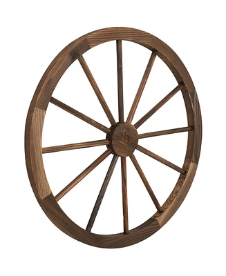 29-Inch Decorative Fir Wood Wagon Wheel - Rustic Western Indoor and Outdoor Decor