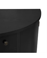Curved Wood Storage Cabinet with Adjustable Shelves