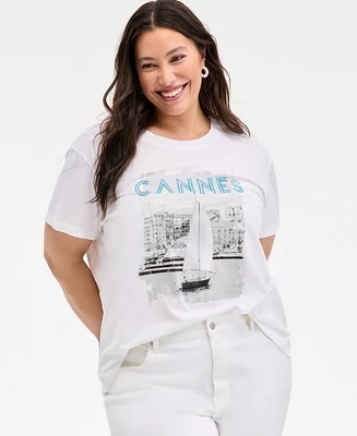 On 34th Trendy Plus Cannes Print T-Shirt, Exclusively at Macy's