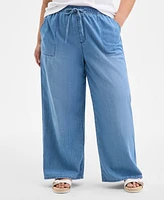 On 34th Trendy Plus Pull-On Utility Wide-Leg Jeans, Exclusively at Macy's