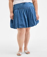 On 34th Trendy Plus Denim Bubble-Hem Mini Skirt, Exclusively at Macy's