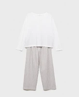 Mango Women's Two-Piece Cotton Stripe-Print Pajama