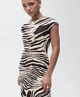 Mango Women's Zebra-Print Midi Dress