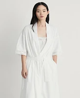 Mango Women's Lace Detail Cotton Robe