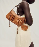 Mango Women's Gathered Pockets Leather Shoulder Bag