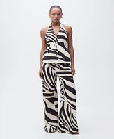 Mango Women's Zebra-Print Linen-Blend Vest