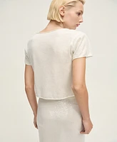 Mango Women's Short-Sleeved Sequin Knitted Sweater