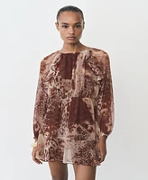 Mango Women's Printed Ruffles Short Dress