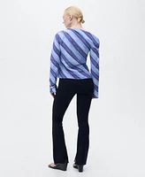Mango Women's Asymmetrical Striped Blouse