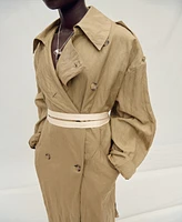 Mango Women's Oversized Wrinkled Effect Trench Coat