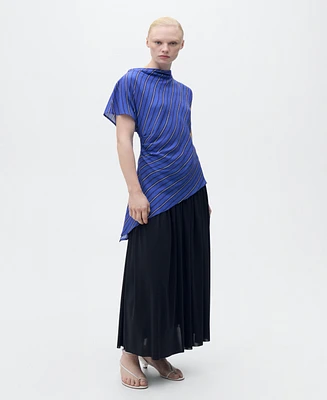 Mango Women's Asymmetrical Striped Blouse