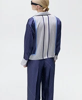 Mango Women's Combined Stripes Satin Shirt
