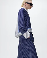 Mango Women's Combined Stripes Satin Pants