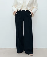 Mango Women's Contrasting Button Detail Straight Pants