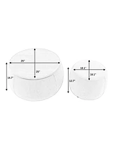 Multifunctional Round Ottoman Coffee Table with Wood Lid Hidden Seat and Storage for Bedroom or Living Room No Assembly Needed-The Pop Home