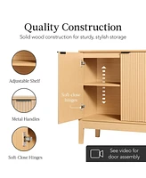 Best Choice Products 2-Door Reeded Storage Cabinet w/ Soft-Close Doors, Multipurpose Accent Furniture
