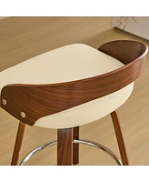Set of 2 Swivel Bar Stools with Low Back 25 Inch Seat Height Wood Chairs Cushioned and Footrest for Kitchen Island or Dining Room-The Po