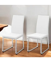 Set of Two Upholstered Faux Leather Dining Chairs for Stylish Home Decor