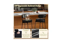Dyhome Bar Stools Set of 4, 24 Inches Modern Counter Height with Curved Back Metal Legs, Upholstered Boucle Barstools for Kitchen Island, C