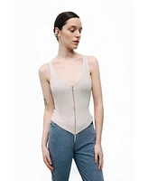 Nocturne Women's Denim Garnished Jumpsuit