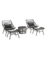 Manhattan Comfort 33.7" 5-Pc. Metal Ashland Modern Upholstered Patio Conversation Set