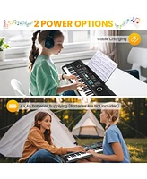 61 Keys Kids Piano Keyboard with Carry Bag Microphone Sheet Stand Power Supply