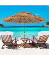 Gymax 10 Ft Hula Thatched Tiki Umbrella 2-Tier Hawaiian Style Solar Patio Umbrella
