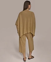 Donna Karan New York Womens Metallic Open Front Cardigan Cropped Pants