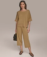 Donna Karan New York Women's Elbow-Sleeve Metallic Sweater