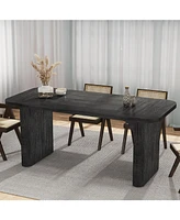 Tribesigns Dining Table for 4-6, Rectangular Wood Kitchen with Double Pedestal, 62-Inch Dinner Room, Living Easy Assembly