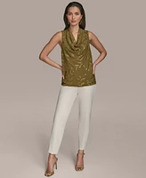 Donna Karan New York Women's Sleeveless Embellished Cowlneck Blouse