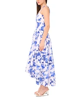 1.state Women's Printed Beaded-Strap Drop-Waist Midi Dress