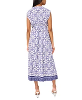 Msk Women's Printed V-Neck Short-Sleeve Maxi Dress