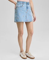 And Now This Women's Floral-Embroidered Denim Skirt, Exclusively at Macy's