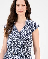 Nautica Jeans Women's Floral-Print Flutter-Sleeve Midi Dress