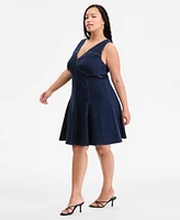 Bar Iii Plus Denim Halter Flared Dress, Exclusively at Macy's