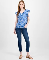 Tommy Hilfiger Women's Floral-Print Flutter-Sleeve Top