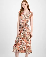 Tommy Hilfiger Women's Floral-Print Ladder-Trim Midi Dress
