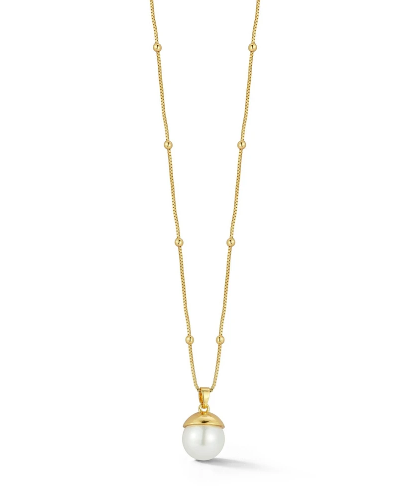 Rachel Zoe Gold Plated Round Pearl Pendant Necklace