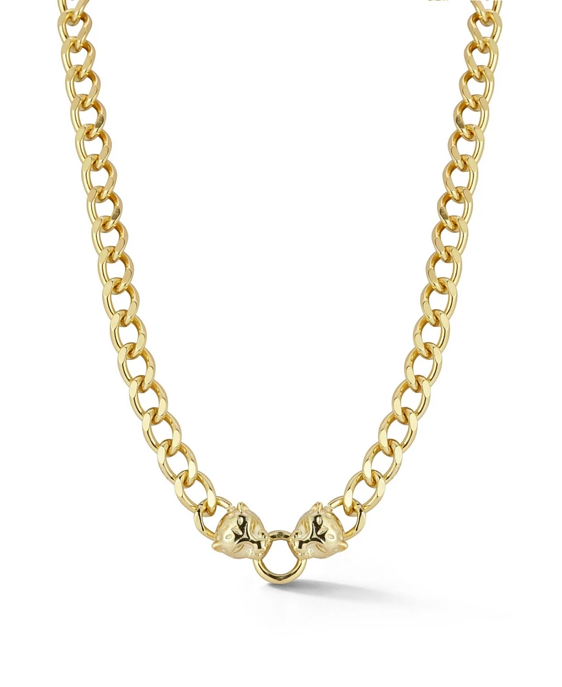Rachel Zoe Gold Plated Double Panther Head Collar Necklace