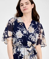 Sandra Darren Women's Surplice-Neck Chiffon Midi Dress