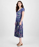 Sandra Darren Women's Floral-Print Scoop-Neck Dress