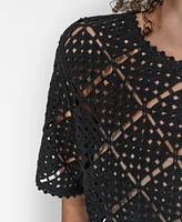 Dkny Women's Crocheted Short-Sleeve Sweater