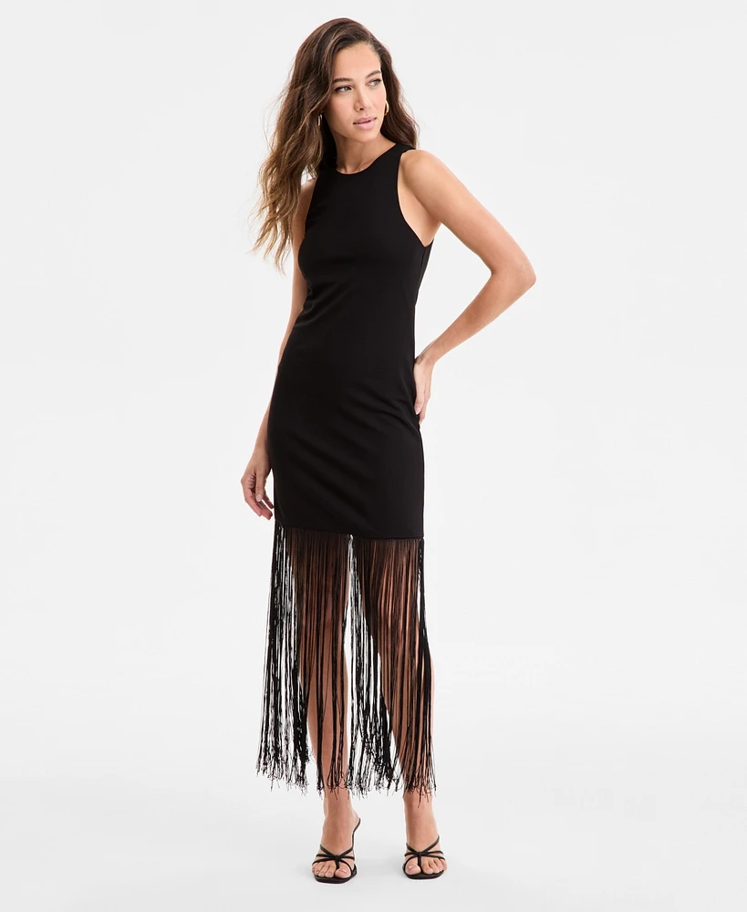 Bar Iii Women's Sleeveless Fringe-Hem Dress, Exclusively at Macy's