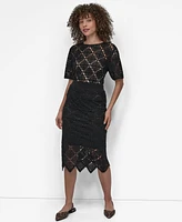 Dkny Women's Crocheted Midi Sweater Skirt